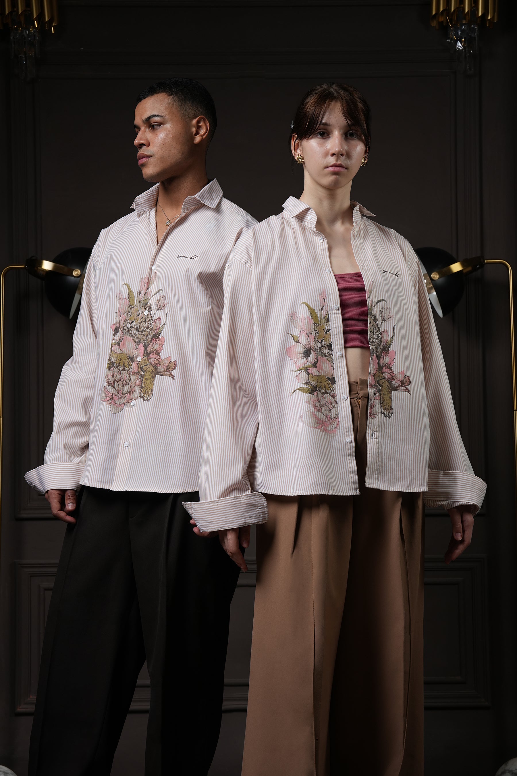Rebel - Beige Pinstripe Shirt